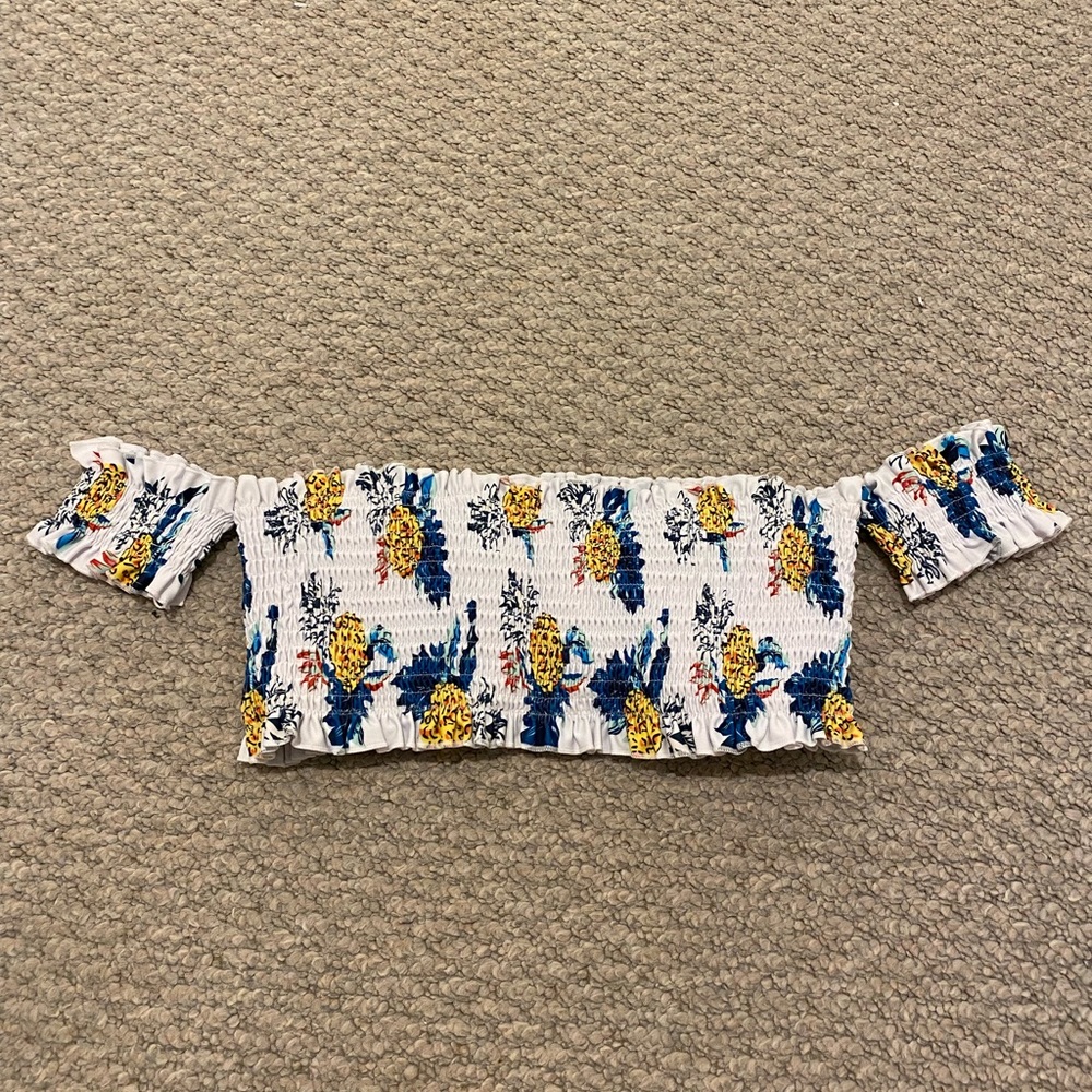 off the shoulder ruffled bikini top
